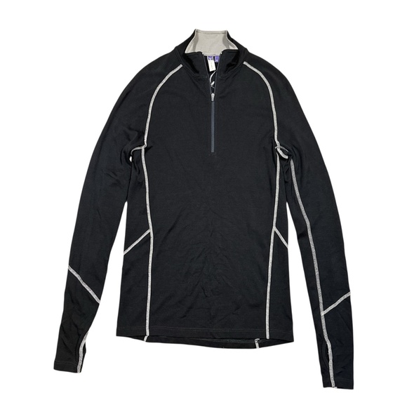 Ibex Merino Wool 1/4 Zip Mock Neck Base Layer L/S Shirt Black Mens Medium - Picture 1 of 10